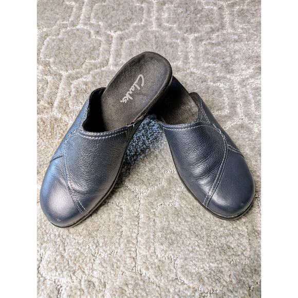 Clarks Navy Leather Slip-on Mules 84616 WOMENS SIZE 6M comfy business casual - Picture 5 of 12